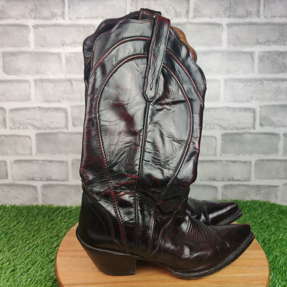 NOCONA Leather Western Pointed Toe Cowboy Boots Burgundy Mens Size 9 B (5305)